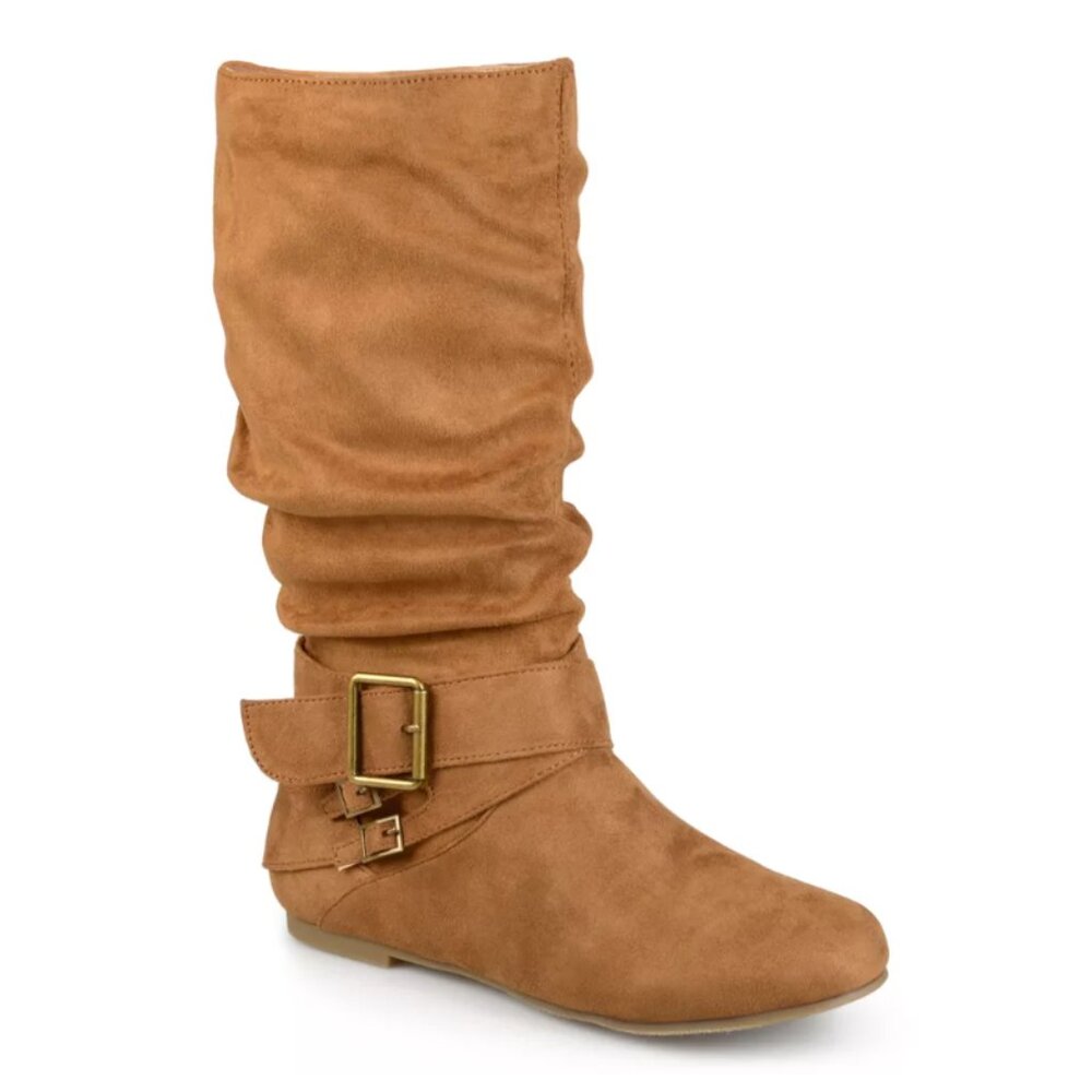 Journee Collection Women's Shelley-6 Round Toe Mid Calf Boots Chestnut Size 9